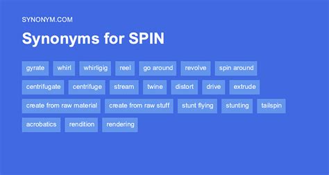 spin off synonym|10 Synonyms & Antonyms for SPIN.